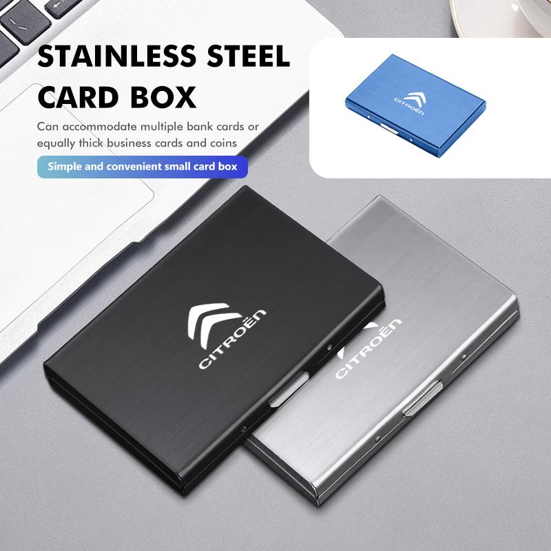 AHL2 Car Logo Card Slot Stainless Steel Case Business Credit Holder For Citroen C4 C3 C5 C1 C2 C6 C4L DS3 DS4 Berlingo Picasso Jumper