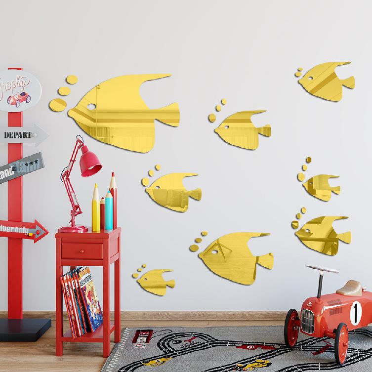 Рыбка-пузырь Океан Наклейка на стену Зеркало акриловое 3D Настенное искусство для детской комнаты и детского сада Самоклеящийся Съемный Декор