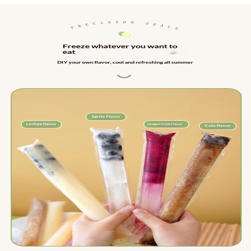 100/50Pcs Disposable Transparent Popsicle Bags Ice Cream Juice Yogurt Chocolate Ice Bags Diy Kitchen Accessories Cool Summer
