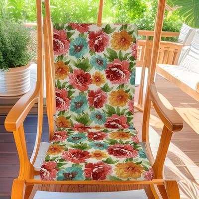 Подушка-качалка Yousheng 18 дюймов x 19 дюймов Цветочная подушка для сиденья с ремнями Водонепроницаемая Устойчивая к выцветанию Подушка для спинки сиденья для уличного обеденного стула