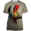 3D Rooster Print Kids Short Sleeve T Shirt Round Neck Relaxed Fit Outdoor Play Summer Daily Clothing