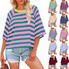 Tops For Women Striped Fashion T Shirts For Women Color Blocking Design Loose Basic Tee