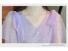 Women's Short Sleeve Sequined Chiffon V-Neck Shirt - Elegant, Fashionable, Loose Fit Top for Mature, Fairy-Inspired Summer Style