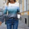 Women Autumn Tops Loose Cat Print Causal Long Sleeve T-shirt Top Blouse