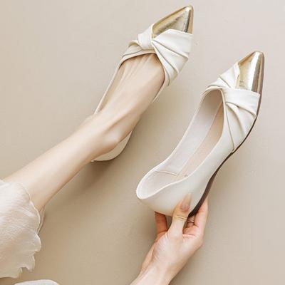 Модные осенние женские туфли с острым носком, новые неглубокие складные туфли на мягкой подошве, нескользящие туфли Мэри Джейн на плоской подошве