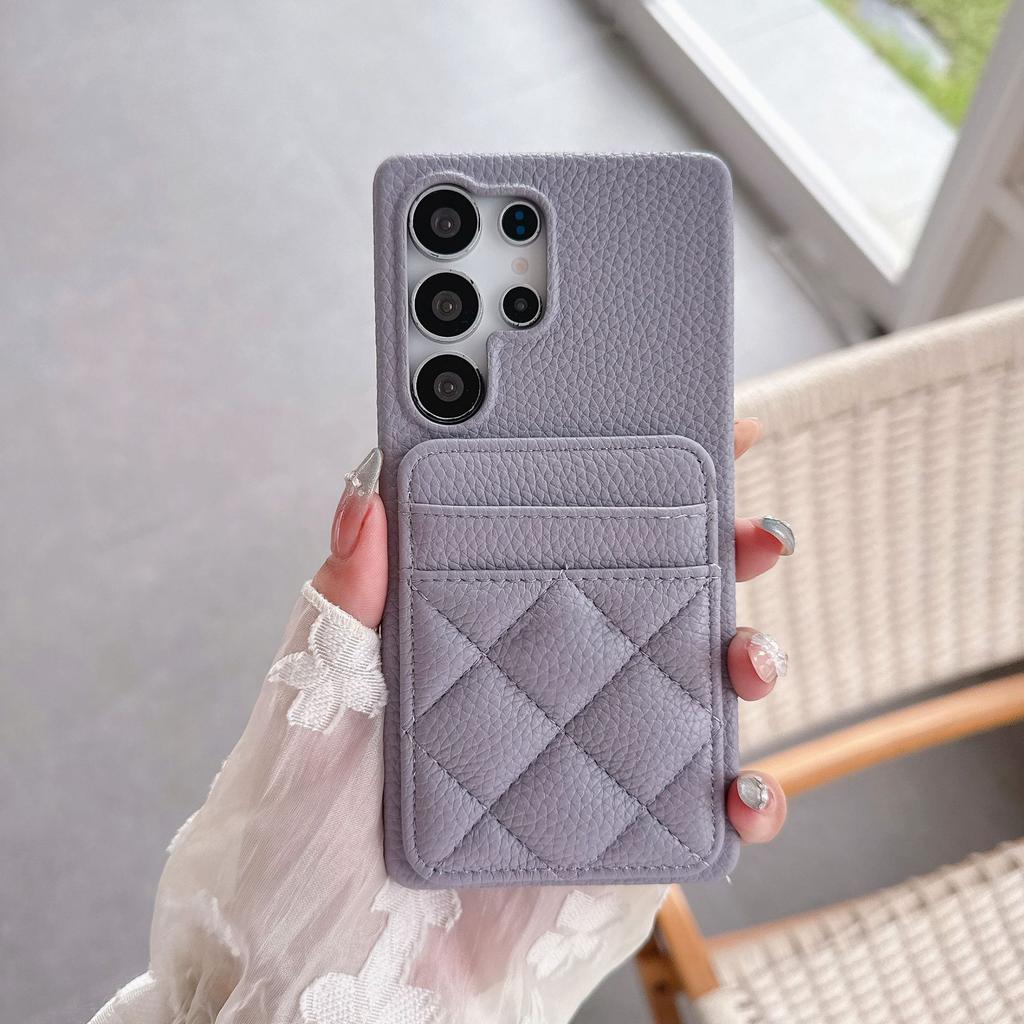 Половина упаковки Чехол для мобильного телефона из кожи ягненка для Samsung S25 Plus Маленький ромбовидный с ароматом S22 S23 S24 Ultra Жесткий чехол с карманом для карт