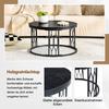 Round Coffee Table with Wood-Look Top and Metal Frame, Modern Living Room Table with Geometric Iron Frame, Sturdy Round Side Table, approx. 70x40.5 cm