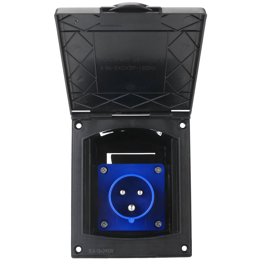 For RV Camper Marine Plug Socket With Cover 220V-240V 16A External Flush Hook Up Waterproof