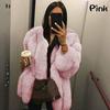 Winter Fashion Women Long Sleeve Outwear Fox Fur Warm Solid Color Thick Coat