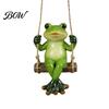 Backyard Balcony Plant Ornament Garden Swing Frog Statue, Resin Hanging Ornament, Whimsical Durable Synthetic Decor Cute Figurine for Front Porch Yard
