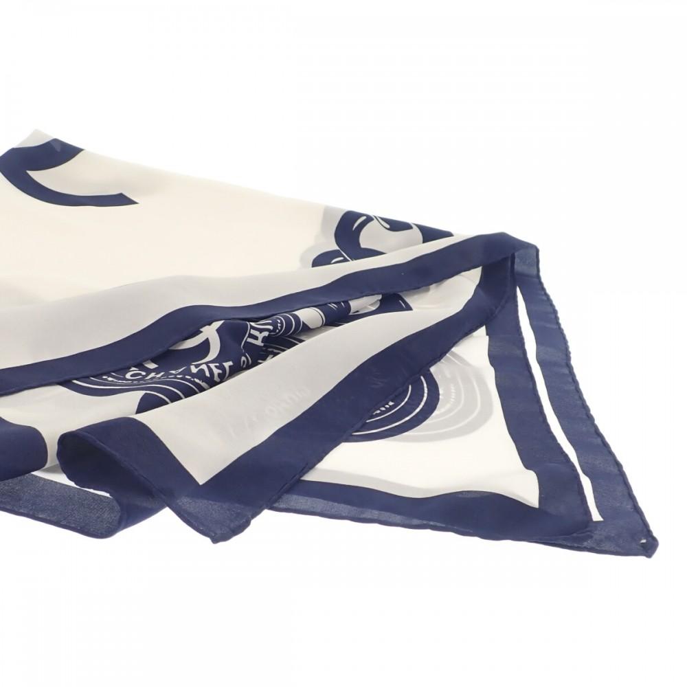 Chanel Scarf white/Navy Silk Women