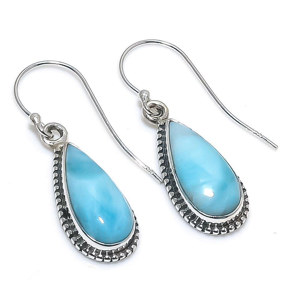 Серьги из чистого серебра 925 пробы с драгоценным камнем Natural Republic Larimar 1,50 дюйма L9e30