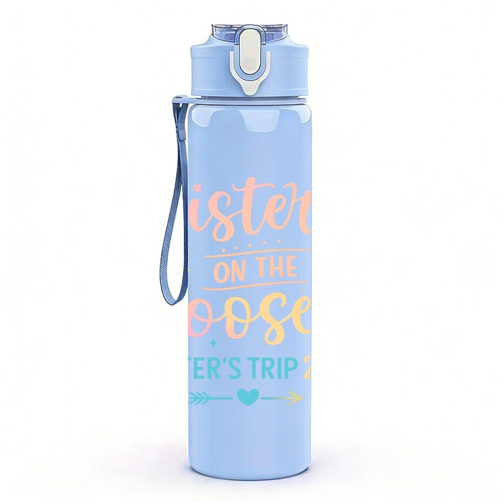 1PC Sisters For The Lord Trip Text 750ml Color Plastic Sports Water Bottle Leakproof Flip Straw Lid Suitable for Sports Office Home Use