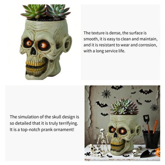 Кашпо в виде черепа, смола, кашпо в виде человеческого черепа, миска для конфет на Хэллоуин, готическое кашпо для суккулентов, украшение для дома, офиса, стола