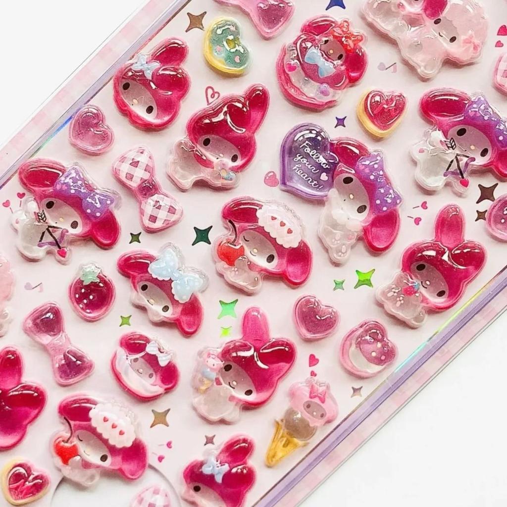 Милые Аниме Хелло Китти Куроми Синнаморолл 3D Стикеры Sanrio Прозрачные Гелевые Кристальные Декоративные Стикеры Чехол для Телефона DIY Детская Игрушка