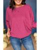 Azura Exchange Bright Pink Checker Textured Dolman Sleeve Top