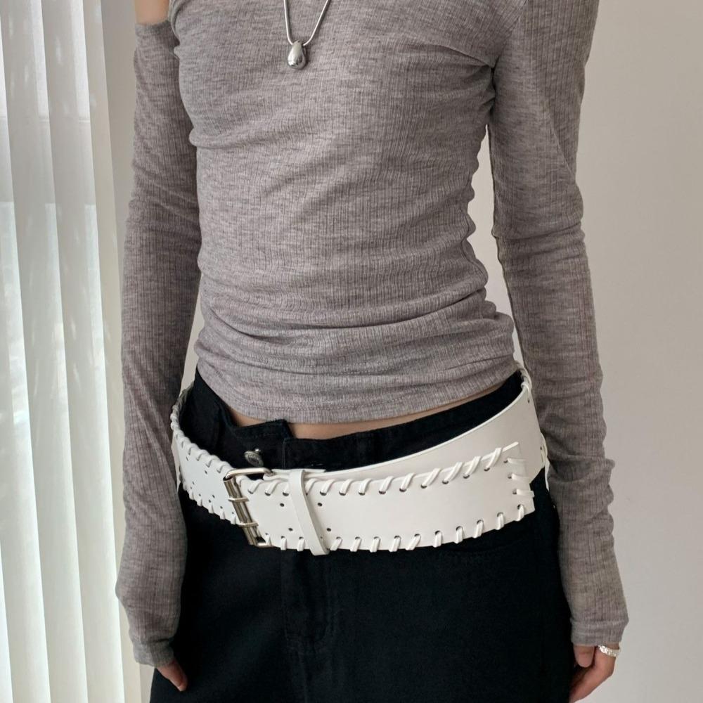 Korean Style Women Wide Belt Y2k Western Cowboy Belt Personalized PU Leather Waistband Women