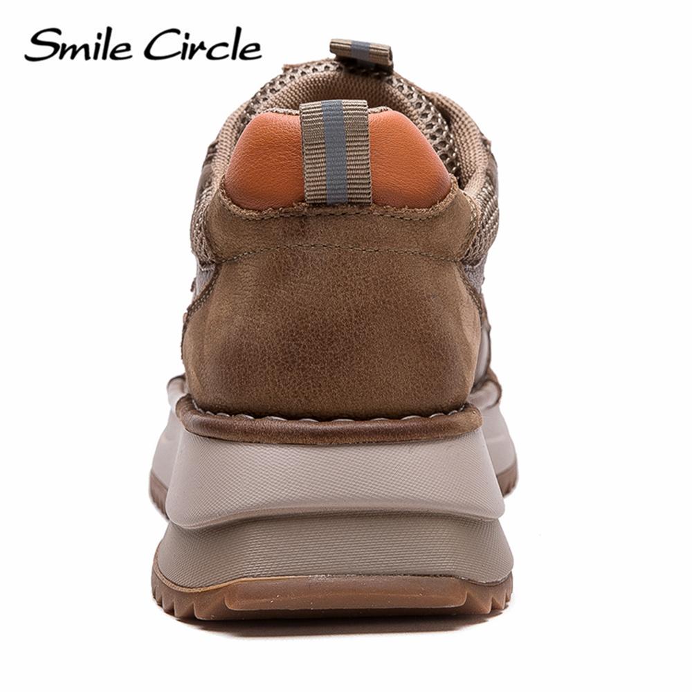 Женские кроссовки из натуральной кожи с круглым носком, увеличивающие рост, модные повседневные туфли на толстой подошве