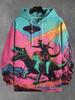 2026 Hoodies Funny Cat Dinosaur UFO Art 3D Printed Cartoon Sweatshirt Men Women Tracksuit Oversized Casual Street Y2k Coat