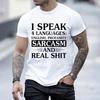 Unisexs Funny I Speak 4 Languages T Shirt Sarcasm Profanity Graphic Tee O Neck Short Sleeve Casual Streetwear Humorous Slogan Tops