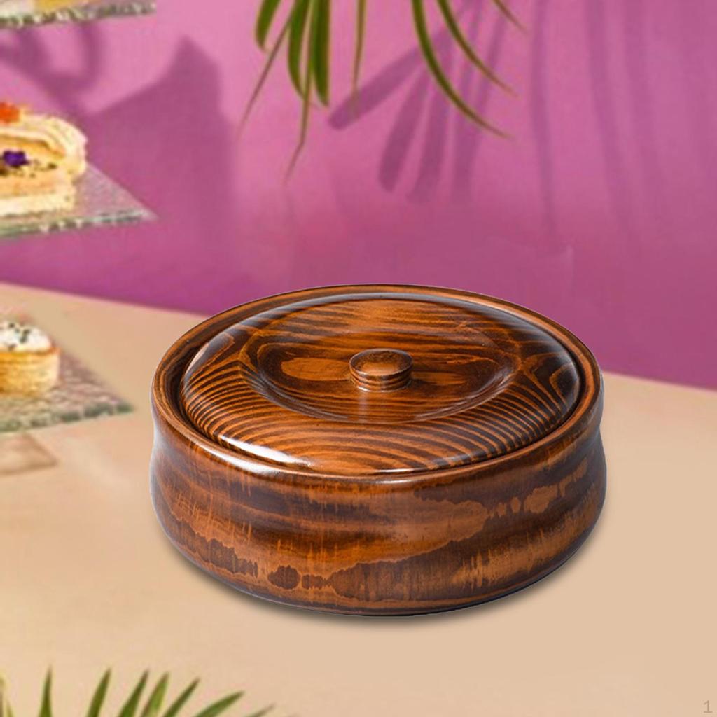 Деревянная с крышками для хранения суповых хлопьев, твердая миска для сервировки