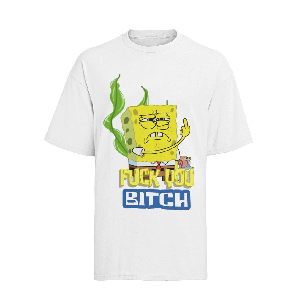 Spongebob Unisexs Organic Cotton Tshirt Fuck You Middle Finger