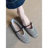 French Hollow Single Shoes Women's Flat Bottom 2025 Summer New Versatile Woven Breathable Word with Shallow Mouth Mary Jane Shoes