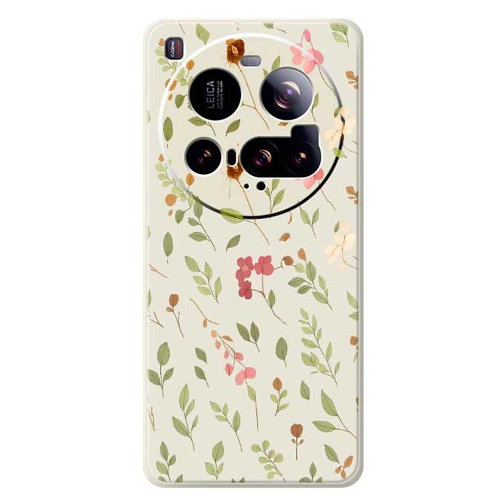 For Xiaomi 15 Ultra Case Small Flower Leaves Pattern Printing Straight Edge TPU Phone Back Cover