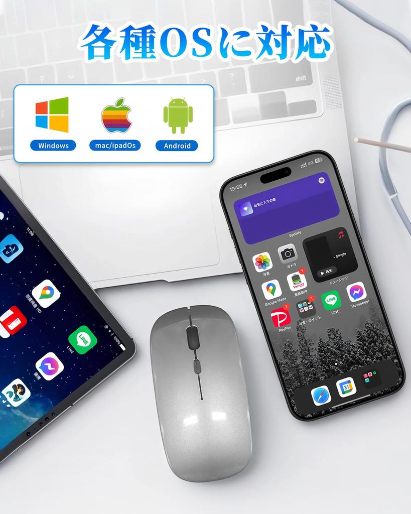 2025 Wireless Mouse Tokiso Wireless Mouse Thin Wireless Quiet Rechargeable Bluetooth DPI Switching Energy Saving Instant Connection Light Small