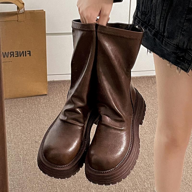 Винтажные плиссированные женские ботильоны до щиколотки, повседневные, увеличивающие рост, узкие короткие ботильоны, обувь, женские зимние боты