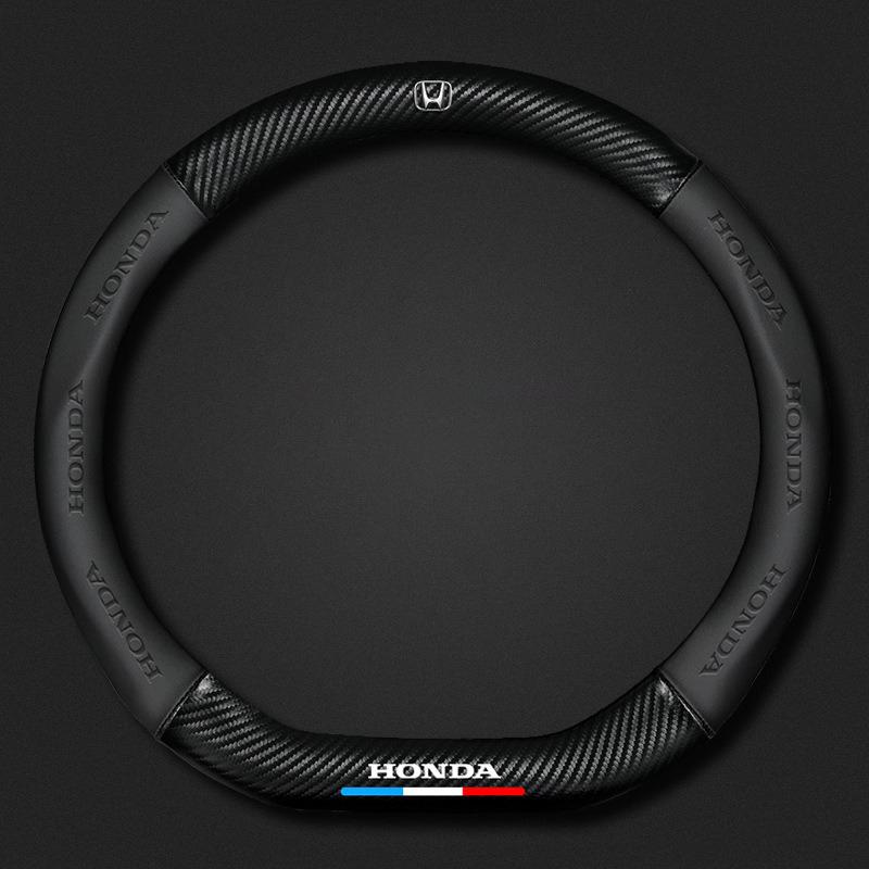New Car Anti Slip Carbon Fiber Leather Steering Wheel Cover For Honda Fit Jazz GK5 Civic Type-R CRV Pilot Accord HRV Accessories UH3
