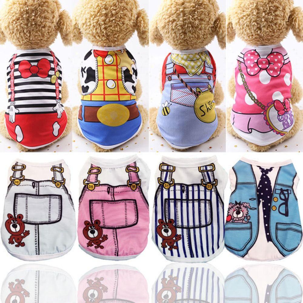 Pink Blue Puppy Dogs Vests Soft Small Dog T-Shirt Lovely Cartoon Clothing Summer Shirt