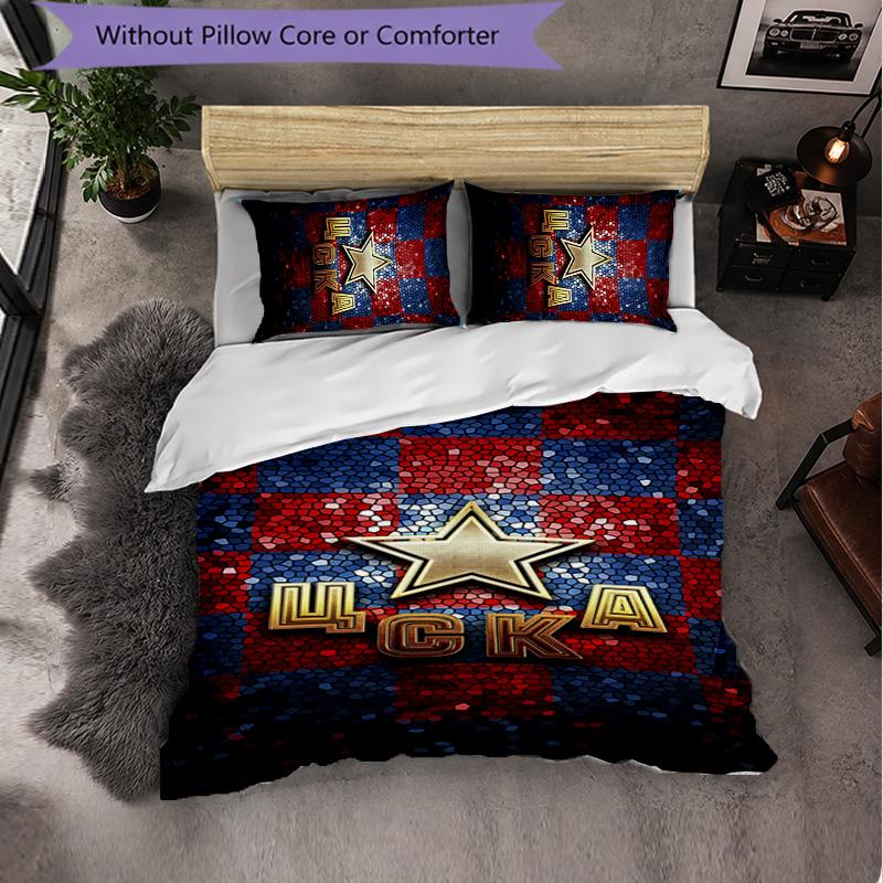 CSKA Moscow 3 Piece Bedding Set Soft Duvet Cover Set with Pillowcases Printed Bedroom Decor Set for Home