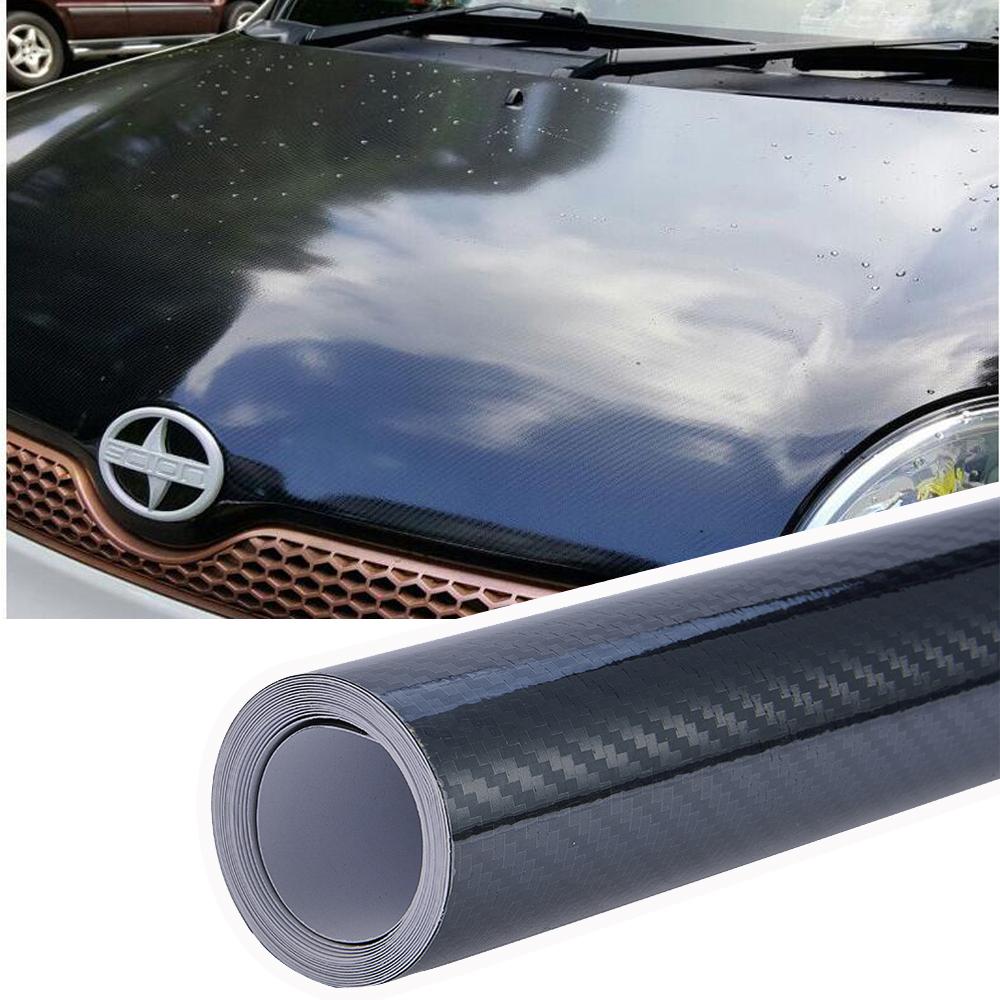 1.8x1.52M глянцевая черная 5D карбоновая ПВХ виниловая пленка наклейки рулонная пленка для обертывания капота автомобиля крыши верха экстерьера