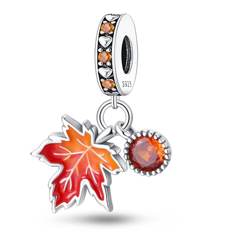 Медь Золотая Осенняя Серия Шармы Бусины Пугало Тыква Кленовый Лист Шармы Для Женщин Изысканные DIY Украшения