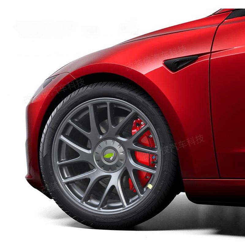 Крышка тормозного суппорта подходит для Tesla Model 3 18 19 дюймов, комплект ступицы колеса из алюминиевого сплава из 4 шт., аксессуары для автомобильного суппорта, с наклейками
