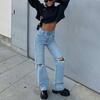 Fashion Women Flare Stretch Ripped Jeans Skinny Bell Bottom High Waist Gray Hole Denim Pants Lady Classic Y2K Punk Long Trousers