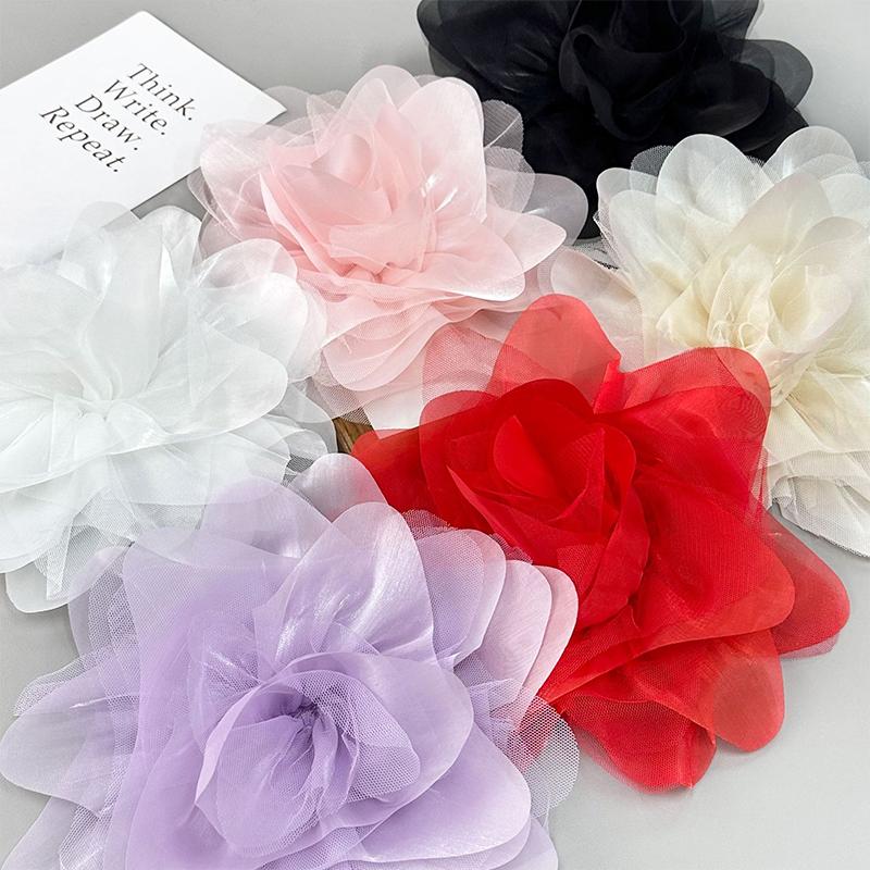 Тканевая нашивка ручной работы, искусственный цветок, органза, модные аксессуары, нашивка, аппликация, стереоскопическая, 6 цветов