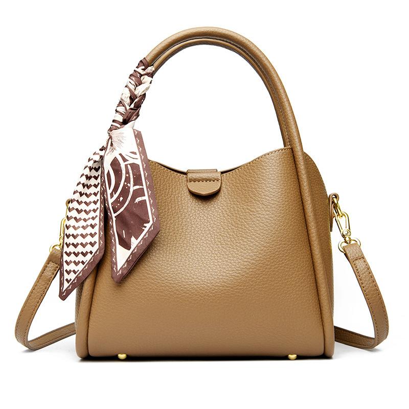 Женская сумка, сумка-ведро, новая городская простота и мода, узор личи, шелковый шарф, портативная наплечная сумка-мессенджер.