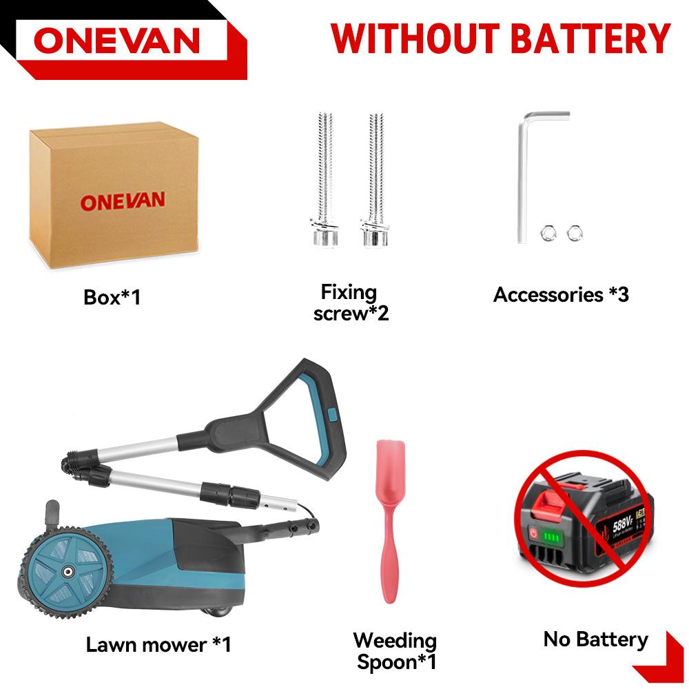 ONEVAN 5000W Brushless Electric Lawn Mower 48000RPM Cordless Grass Trimmer 3 Height Adjustment Garden Cutter Tool For 21V 18V Battery