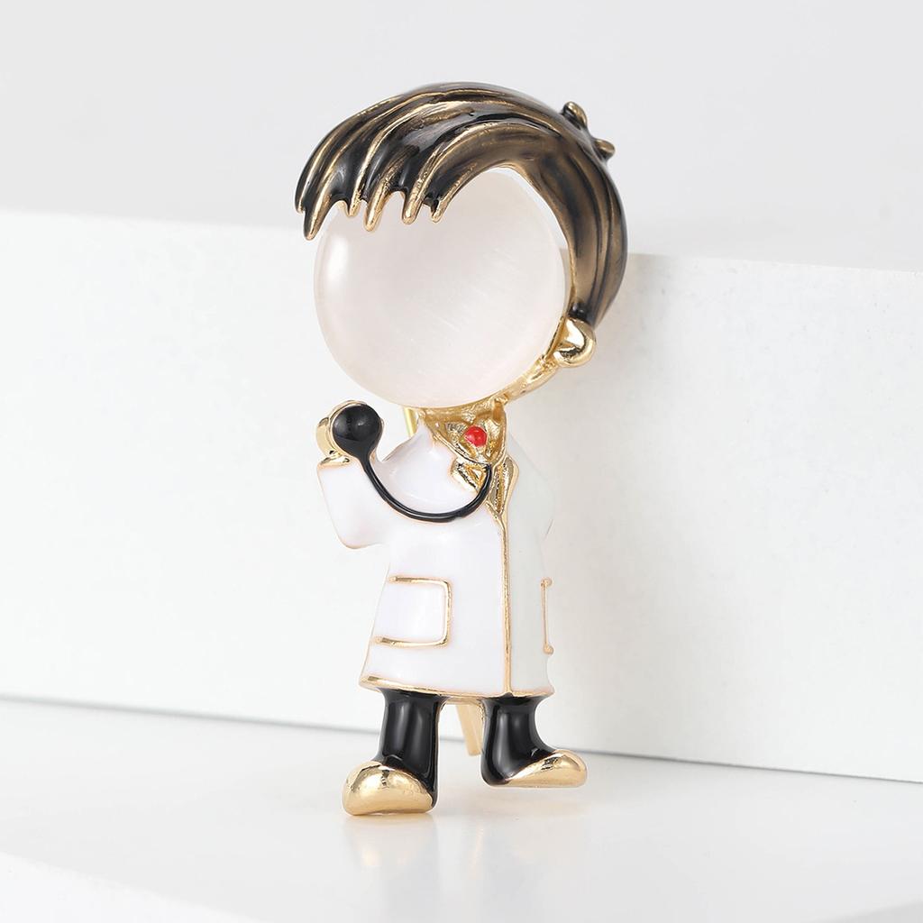 Креативная брошь из сплава с эмалью Dripping Doctor Styling, модная инкрустированная опаловая булавка для воротника