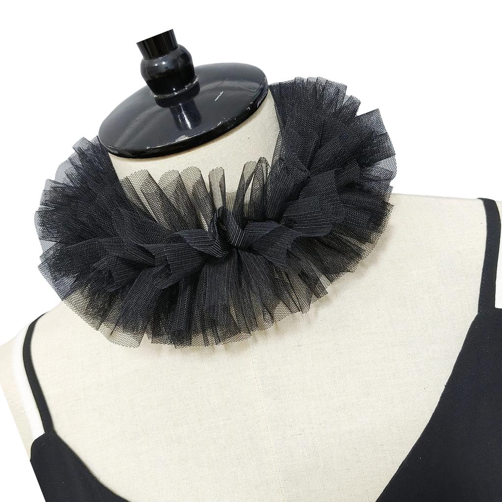 Elizabethan Mesh Neck Ruff Detachable Ruffle Collar and Wrist Cuffs for Medieval Costume and Historical Reenactments