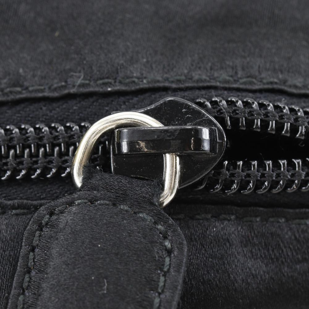 PRADA Pochette Shoulder Bag B7879 NERO black Satin Women Used