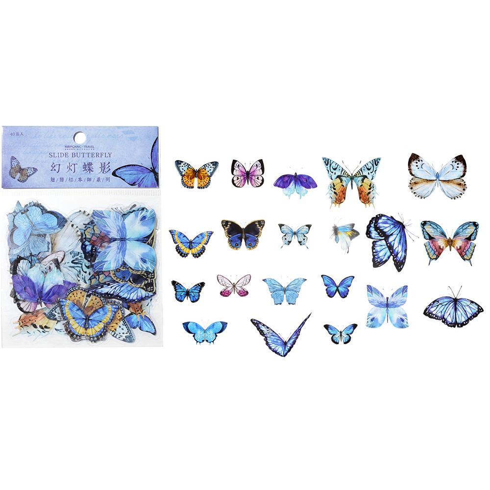 40pcs Colorful Butterfly Wings Stickers Epoxy Resin Fillings Plant Sticker for DIY Silicone Mold Filler Nail Art Crafts Decor