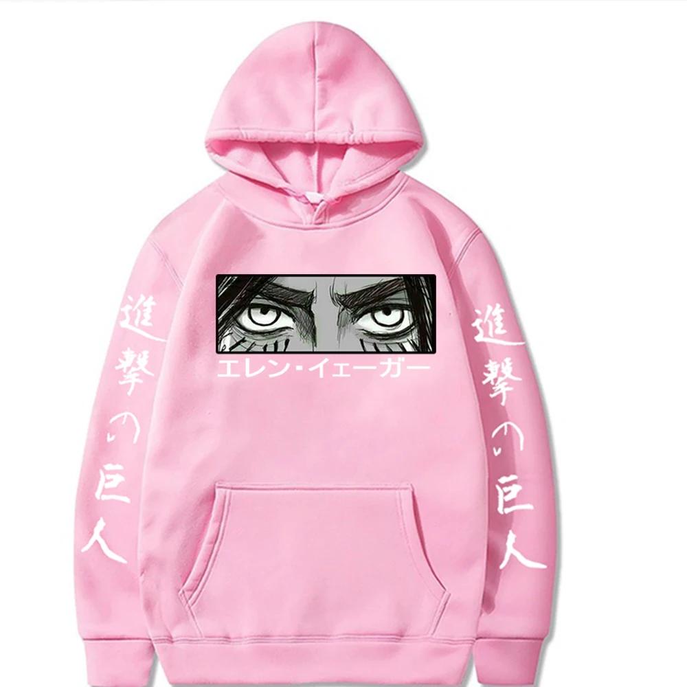 Осень Зима Япония Аниме Атака Титанов Толстовки Пуловер Женские Мужские Эрен Йегер Глаза Длинный Рукав Оверсайз Толстовки