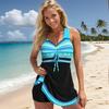 Women's Swimwear Tankini 2 Piece Swimsuit Blue Floral Fragments Print Vacation Bathing Suits