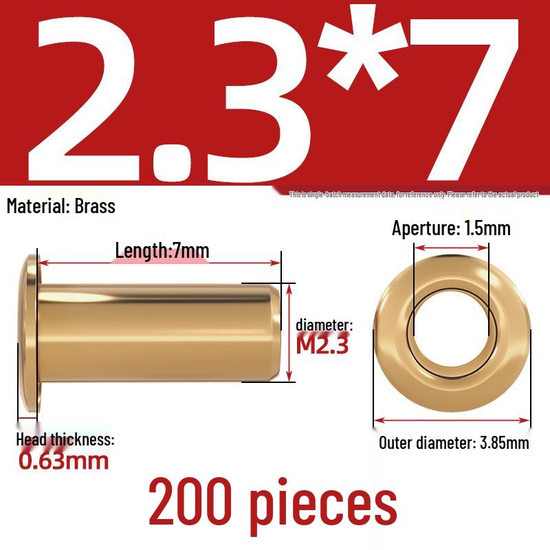 Pure Brass Hollow Rivets & Copper Eyelets Fasteners M1.3–M5