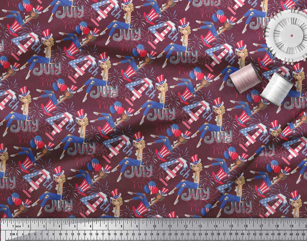 Soimoi Черная японская креп-сатиновая ткань для женщин, воздушных шаров и фейерверков с принтом для вечеринок, ткань по метрам 42 дюйма