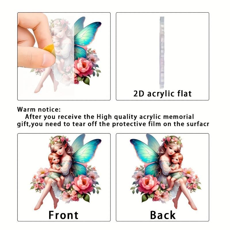 Розовый цветок ангел фея с крыльями эльф акриловый плоский 2D брелок подвеска зеркало заднего вида автомобиля листинг