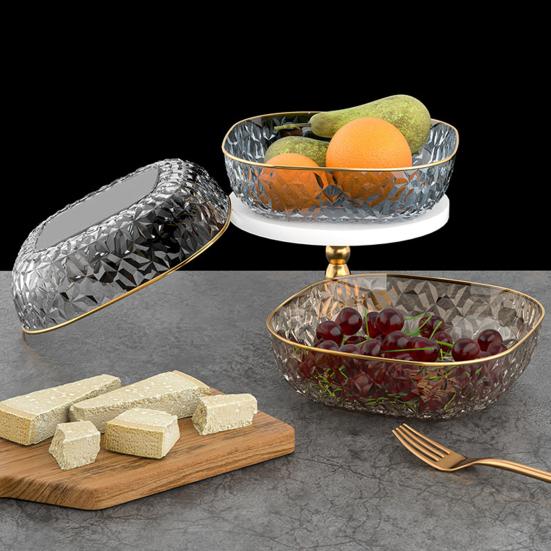 Фруктовая тарелка, полупрозрачная ромбовидная текстура, легкая, роскошная фруктовая тарелка большой вместимости, универсальный элегантный органайзер на столешницу